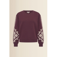 Expresso Sweater Embroidery Fudge Dark Red